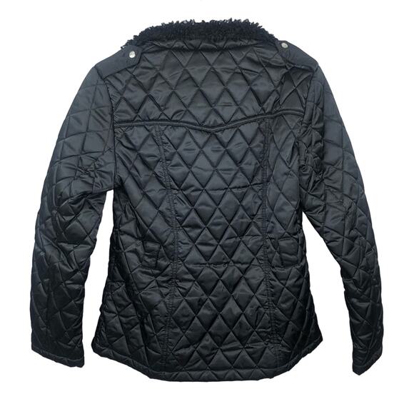 Vince Camuto Black Quilted Padded Puffer Coat Fur Hood Small Classic - Picture 4 of 7